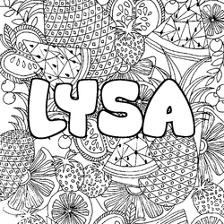 Coloraci&oacute;n del nombre LYSA - decorado mandala de frutas