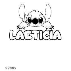 Coloraci&oacute;n del nombre LAETICIA - decorado Stitch