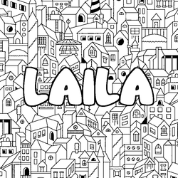 Coloraci&oacute;n del nombre LAILA - decorado ciudad