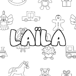 Coloraci&oacute;n del nombre LA&Iuml;LA - decorado juguetes
