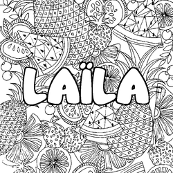 Coloraci&oacute;n del nombre LA&Iuml;LA - decorado mandala de frutas