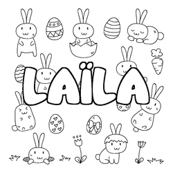 Coloraci&oacute;n del nombre LA&Iuml;LA - decorado Pascua