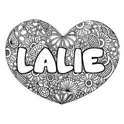 Coloraci&oacute;n del nombre LALIE - decorado mandala de coraz&oacute;n