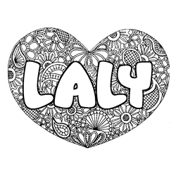 Coloraci&oacute;n del nombre LALY - decorado mandala de coraz&oacute;n
