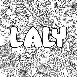 Coloraci&oacute;n del nombre LALY - decorado mandala de frutas