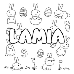 Coloraci&oacute;n del nombre LAMIA - decorado Pascua