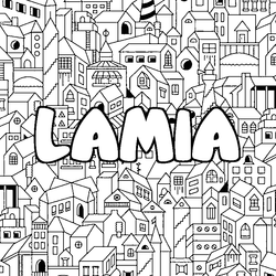 Coloraci&oacute;n del nombre LAMIA - decorado ciudad