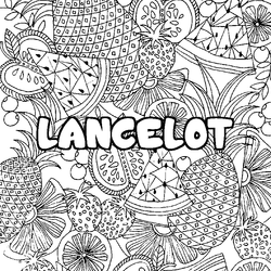 Coloraci&oacute;n del nombre LANCELOT - decorado mandala de frutas