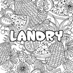Coloraci&oacute;n del nombre LANDRY - decorado mandala de frutas