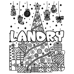 Coloraci&oacute;n del nombre LANDRY - decorado &aacute;rbol de Navidad y regalos
