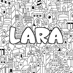 Coloraci&oacute;n del nombre LARA - decorado ciudad