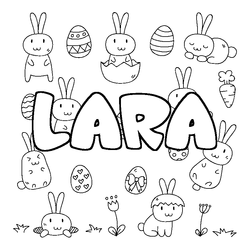 Coloraci&oacute;n del nombre LARA - decorado Pascua
