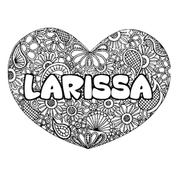 Coloraci&oacute;n del nombre LARISSA - decorado mandala de coraz&oacute;n