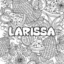 Coloraci&oacute;n del nombre LARISSA - decorado mandala de frutas