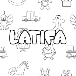 Coloraci&oacute;n del nombre LATIFA - decorado juguetes