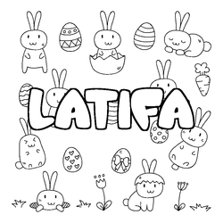 Coloraci&oacute;n del nombre LATIFA - decorado Pascua