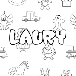 Coloraci&oacute;n del nombre LAURY - decorado juguetes