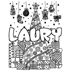 Coloraci&oacute;n del nombre LAURY - decorado &aacute;rbol de Navidad y regalos