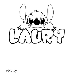 Coloraci&oacute;n del nombre LAURY - decorado Stitch
