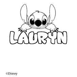 Coloraci&oacute;n del nombre LAURYN - decorado Stitch