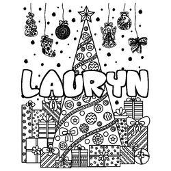 Coloraci&oacute;n del nombre LAURYN - decorado &aacute;rbol de Navidad y regalos