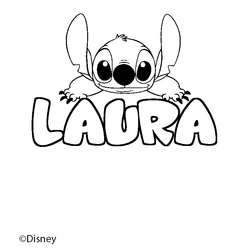 Coloraci&oacute;n del nombre LAURA - decorado Stitch