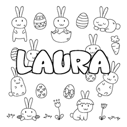 Coloraci&oacute;n del nombre LAURA - decorado Pascua