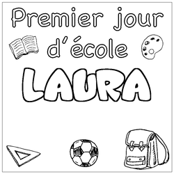 Coloraci&oacute;n del nombre LAURA - decorado primer d&iacute;a de escuela