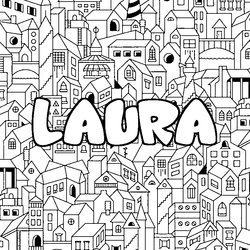 Coloraci&oacute;n del nombre LAURA - decorado ciudad