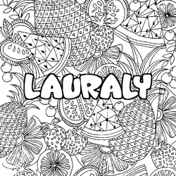 Coloraci&oacute;n del nombre LAURALY - decorado mandala de frutas