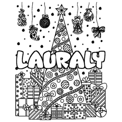 Coloraci&oacute;n del nombre LAURALY - decorado &aacute;rbol de Navidad y regalos