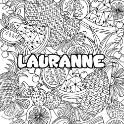 Coloraci&oacute;n del nombre LAURANNE - decorado mandala de frutas