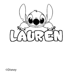 Coloraci&oacute;n del nombre LAUREN - decorado Stitch