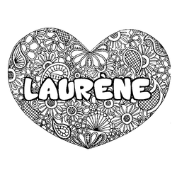 Coloraci&oacute;n del nombre LAUR&Egrave;NE - decorado mandala de coraz&oacute;n