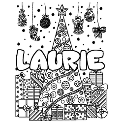 Coloraci&oacute;n del nombre LAURIE - decorado &aacute;rbol de Navidad y regalos
