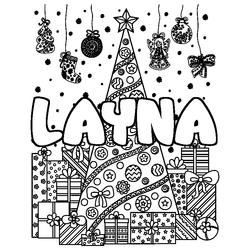 Coloraci&oacute;n del nombre LAYNA - decorado &aacute;rbol de Navidad y regalos