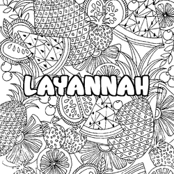 Coloraci&oacute;n del nombre LAYANNAH - decorado mandala de frutas