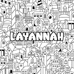 Coloraci&oacute;n del nombre LAYANNAH - decorado ciudad