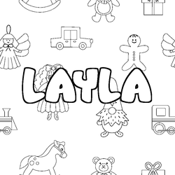 Coloraci&oacute;n del nombre LAYLA - decorado juguetes