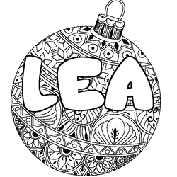 Coloraci&oacute;n del nombre LEA - decorado bola de Navidad