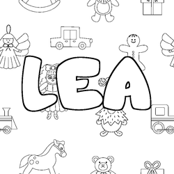 Coloraci&oacute;n del nombre LEA - decorado juguetes