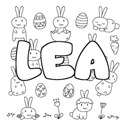 Coloraci&oacute;n del nombre LEA - decorado Pascua