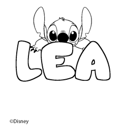 Coloraci&oacute;n del nombre LEA - decorado Stitch