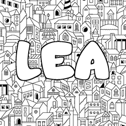 Coloraci&oacute;n del nombre LEA - decorado ciudad