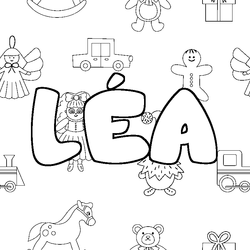 Coloraci&oacute;n del nombre L&Eacute;A - decorado juguetes