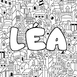 Coloraci&oacute;n del nombre L&Eacute;A - decorado ciudad