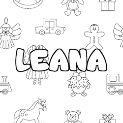 Coloraci&oacute;n del nombre LEANA - decorado juguetes