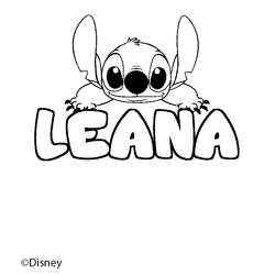 Coloraci&oacute;n del nombre LEANA - decorado Stitch