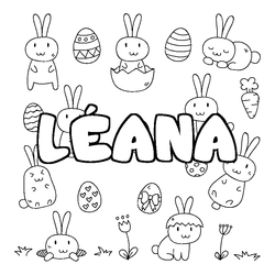 Coloraci&oacute;n del nombre L&Eacute;ANA - decorado Pascua