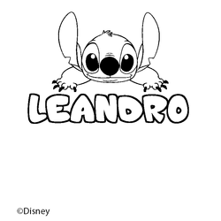 Coloraci&oacute;n del nombre LEANDRO - decorado Stitch